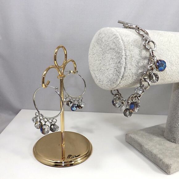 Vintage Cookie Lee Czech Beads Bracelet & Hoop Earrings Set, 1990s - Picture 8 of 8